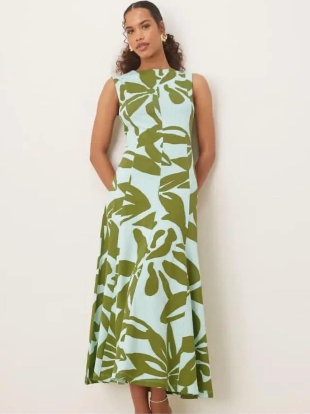 ASOS Mint Green Maxi Dress with Olive Leaf Print